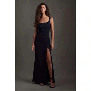 NWT Anthropologie BHLDN Adena Square Neck Maxi Dress Long Formal Cocktail Navy